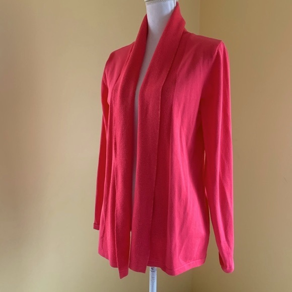 Pink Open-front Fine-knit Cardigan Large - Picture 2 of 8